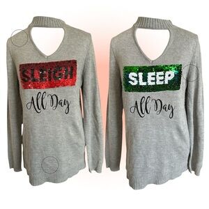 Reversible Sequin Holiday Sweater -Size Large